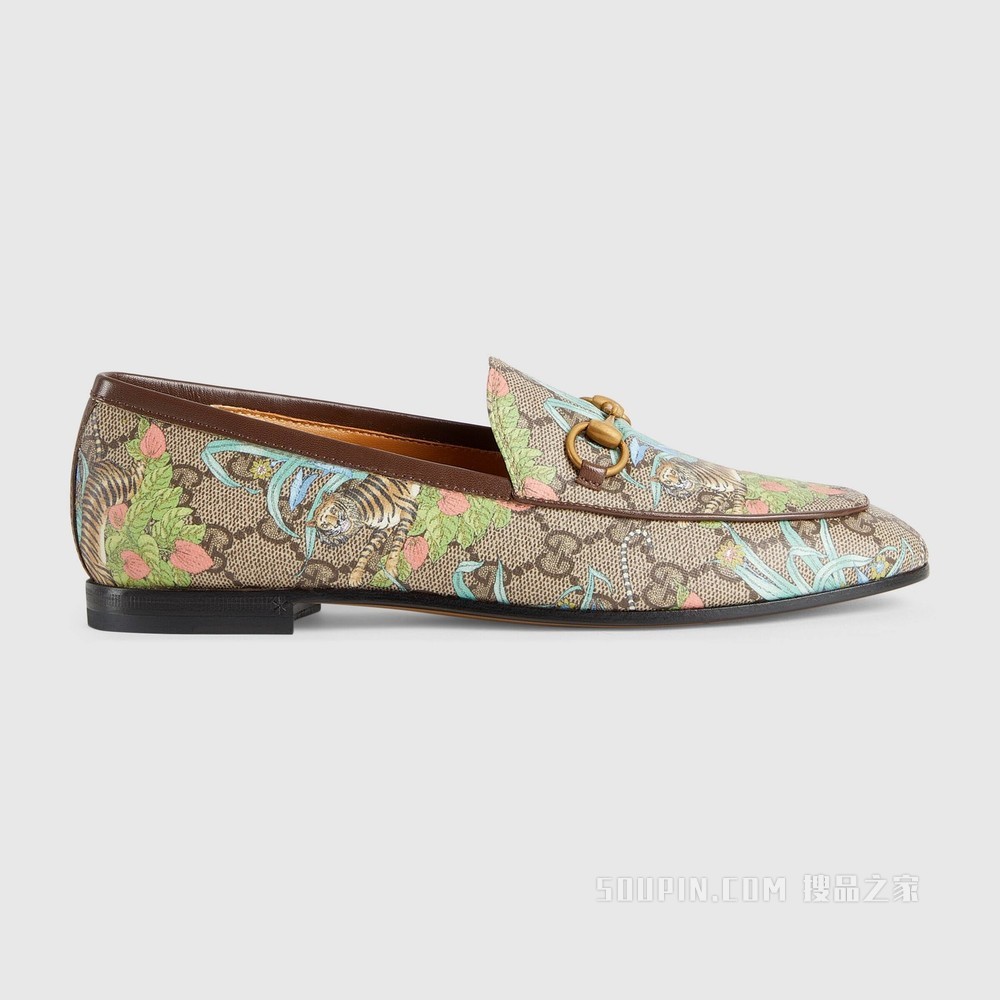 2022中国新年系列Gucci Jordaan系列女士乐福鞋 米色和乌木色GG Supreme帆布