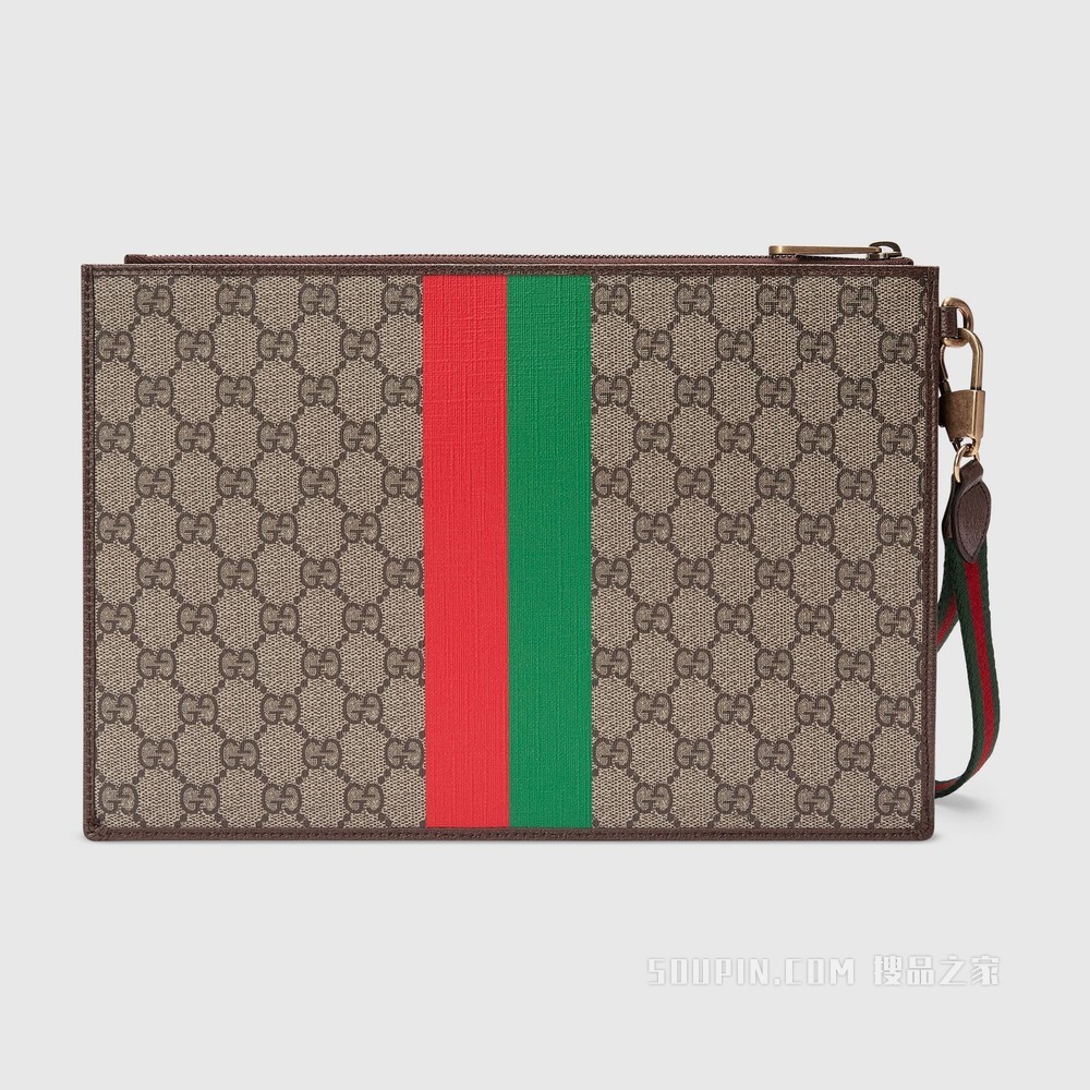 2022中国新年系列饰“Gucci Tiger”手拿包 米色和乌木色GG Supreme帆布