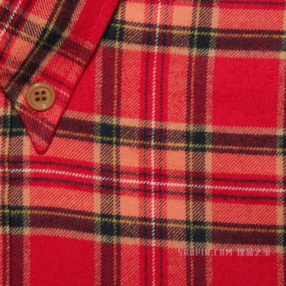 2022中国新年系列格纹棉布衬衫 红色和驼色