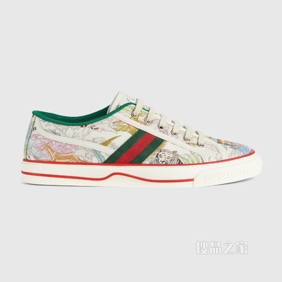 2022中国新年系列Gucci Tennis 1977系列男士运动鞋 象牙白色帆布