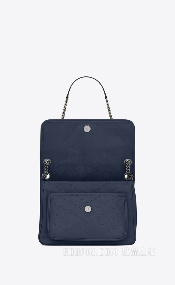 NIKI中号折叠复古皮革手提包