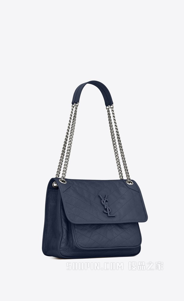 NIKI中号折叠复古皮革手提包