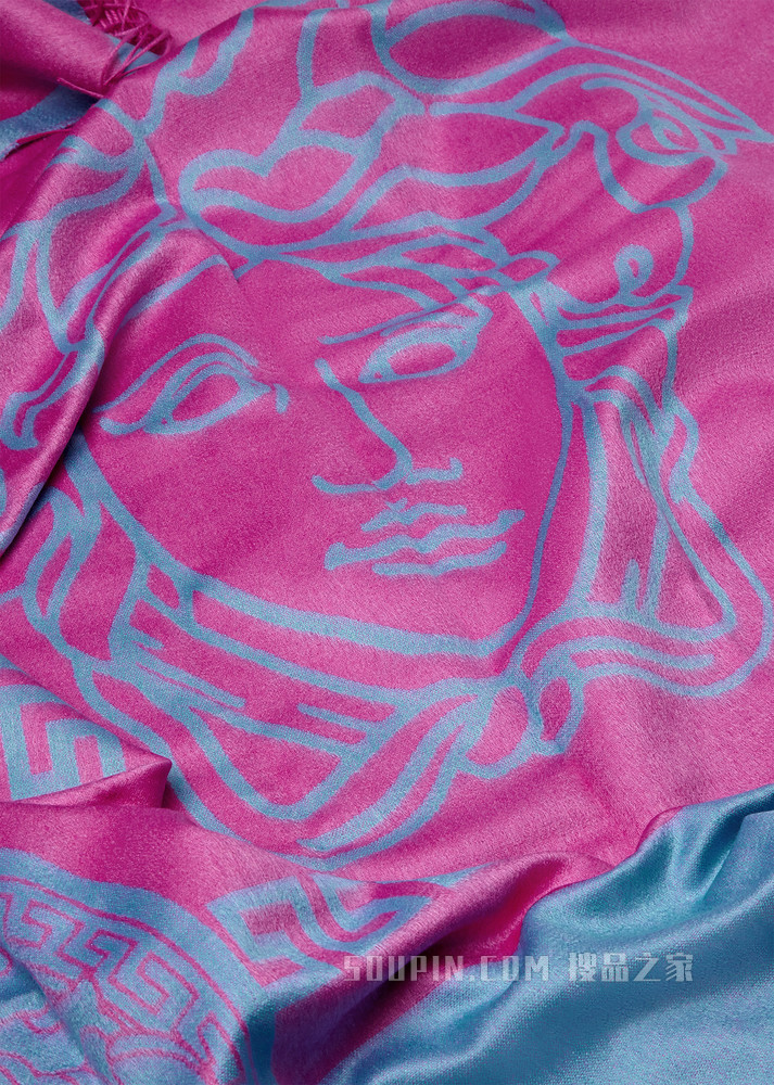 希腊回纹真丝和羊绒毛毯