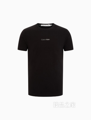 Calvin Klein 男士休闲圆领胶质LOGO舒适打底短袖T恤J319782