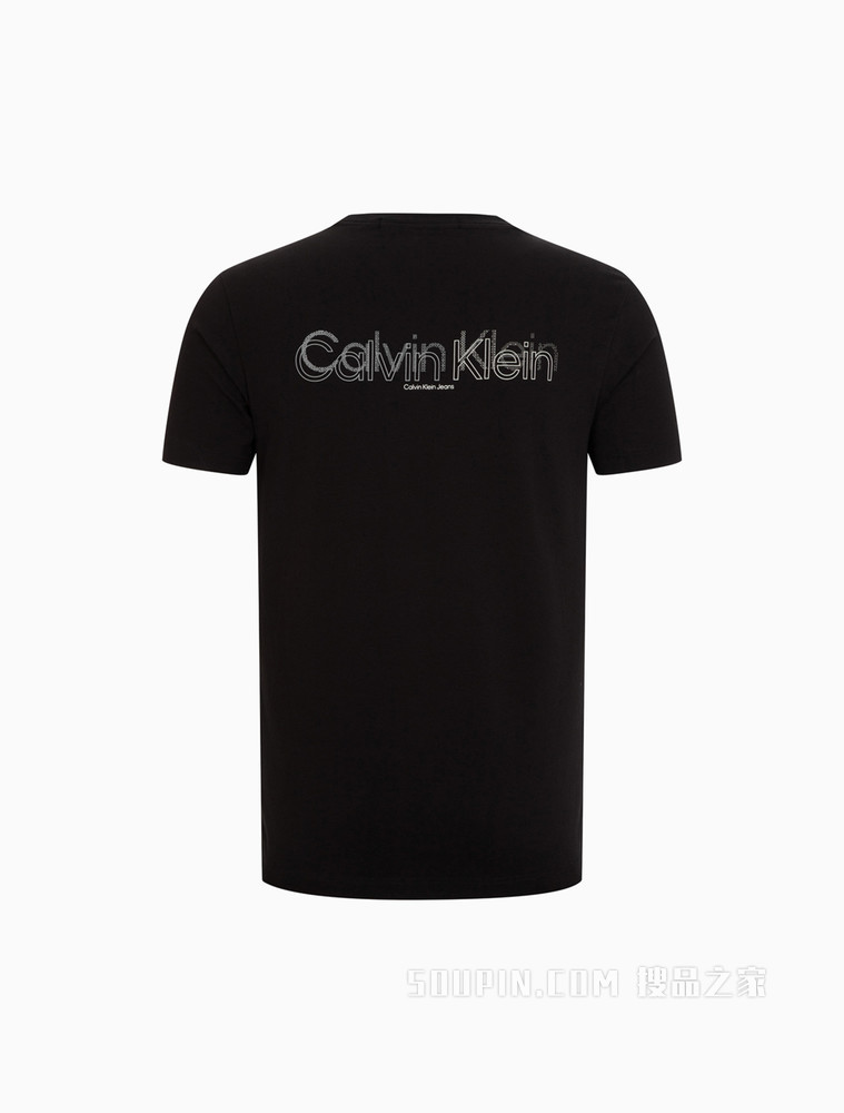 Calvin Klein 男士休闲圆领胶质LOGO舒适打底短袖T恤J319782