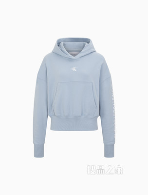Calvin Klein 女士棉质连帽交叠LOGO短款卫衣J217738