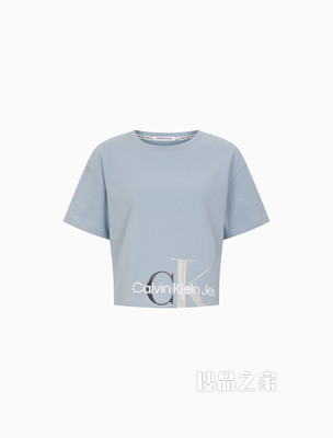 Calvin Klein 女士舒适纯棉交叠LOGO短款宽松短袖T恤J217955