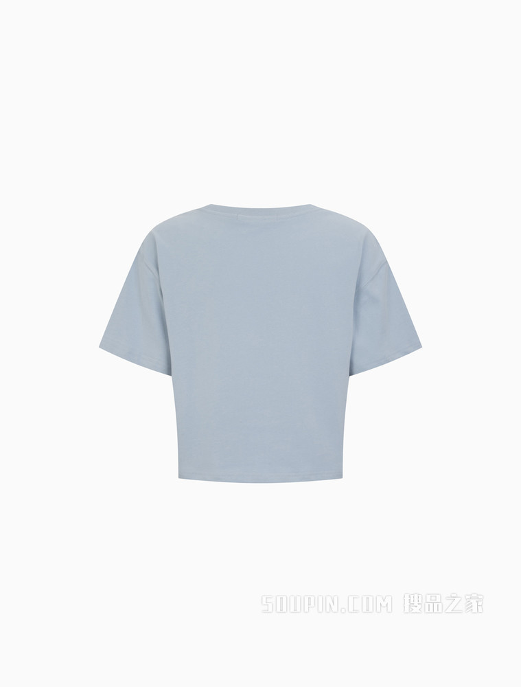 Calvin Klein 女士舒适纯棉交叠LOGO短款宽松短袖T恤J217955