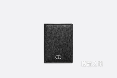 双折卡夹 黑色粒面牛皮革“CD Icon”标志