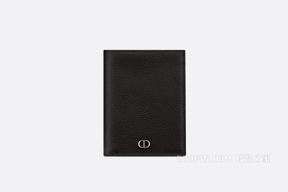 护照套 黑色粒面牛皮革“CD Icon”标志