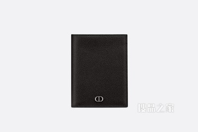 护照套 黑色粒面牛皮革“CD Icon”标志