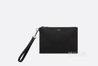 A4 手拿包 黑色粒面牛皮革“CD Icon”标志