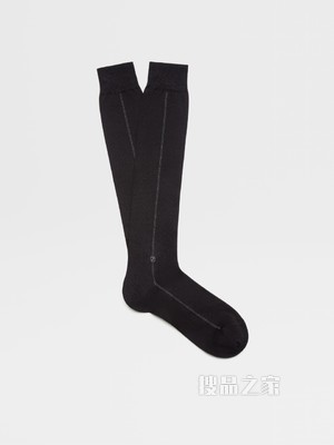 黑色 Baguette 棉质混纺面料中筒袜