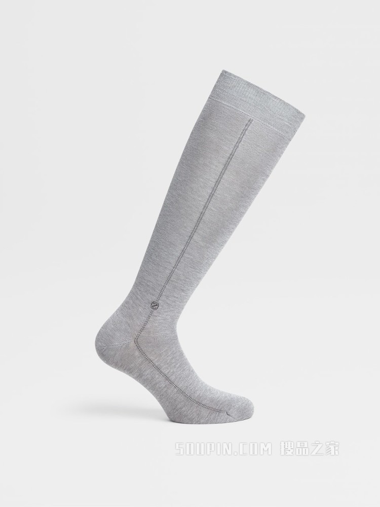 浅灰色 Baguette 棉质混纺面料中筒袜