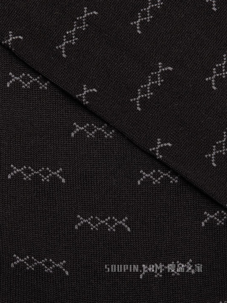 黑色标志性 Triple Stitch 棉质混纺面料中筒袜