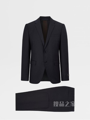 海军蓝微结构Multiseason羊毛City西装，Drop 9