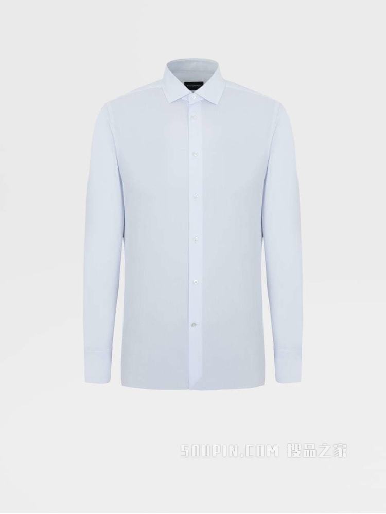 浅蓝色细条纹100fili棉质精裁衬衫，Milano合身版型