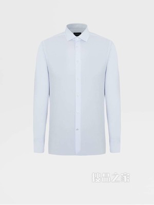 浅蓝色细条纹100fili棉质精裁衬衫，Milano合身版型