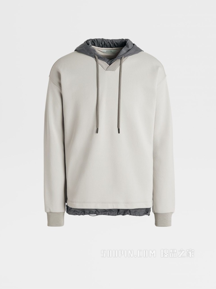 柔软棉质混纺面料 V 领连帽运动衫