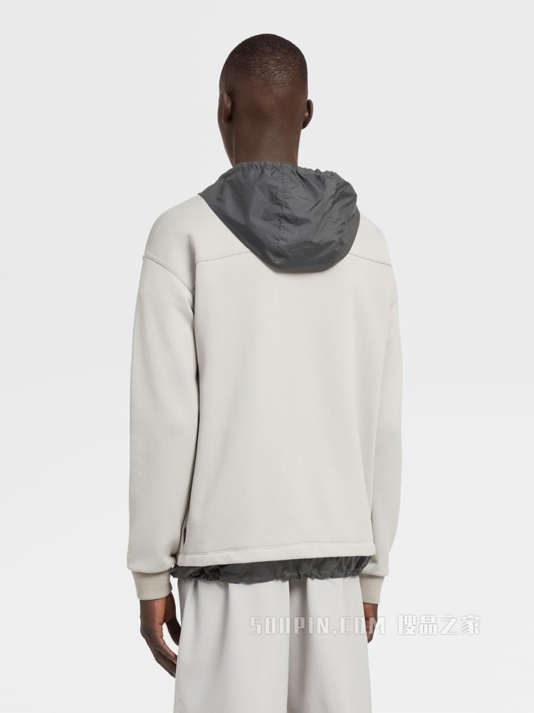 柔软棉质混纺面料 V 领连帽运动衫