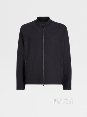海军蓝细格纹Techmerino™Wash&Go可机洗系列羊毛飞行员夹克