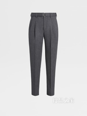深灰色Techmerino™Wash&Go可机洗系列双层羊毛叠褶长裤