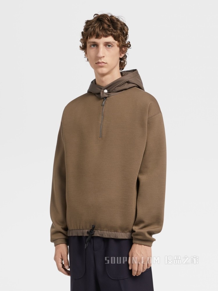 Techmerino™ 羊毛混纺面料 Spacer 全拉链连帽衫