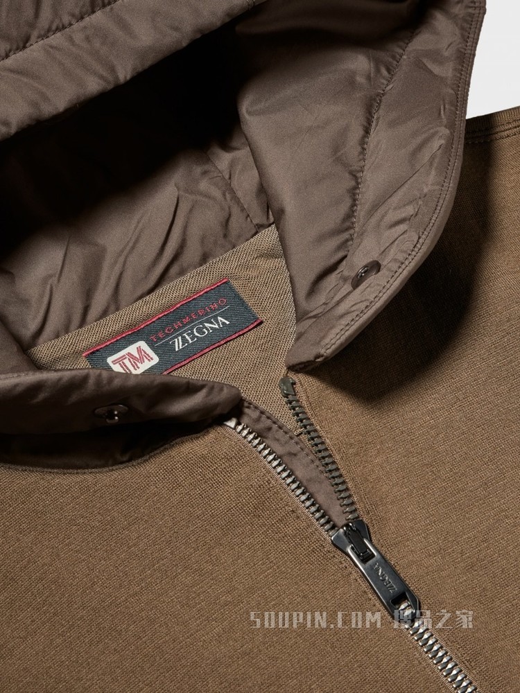 Techmerino™ 羊毛混纺面料 Spacer 全拉链连帽衫