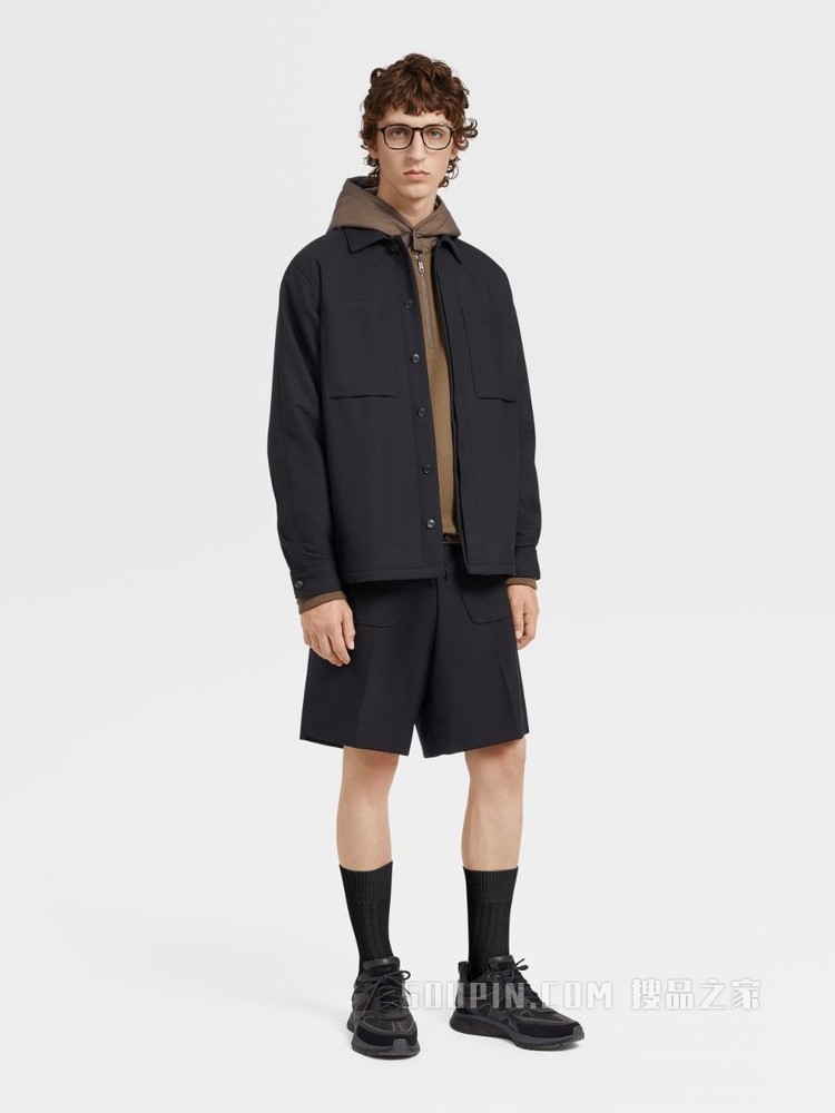 Techmerino™ 羊毛混纺面料 Spacer 全拉链连帽衫