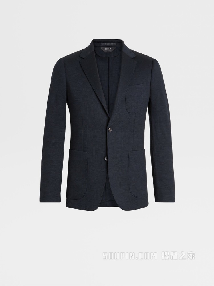 海军蓝Techmerino™羊毛Wash&Go可机洗系列西装外套，修身版型