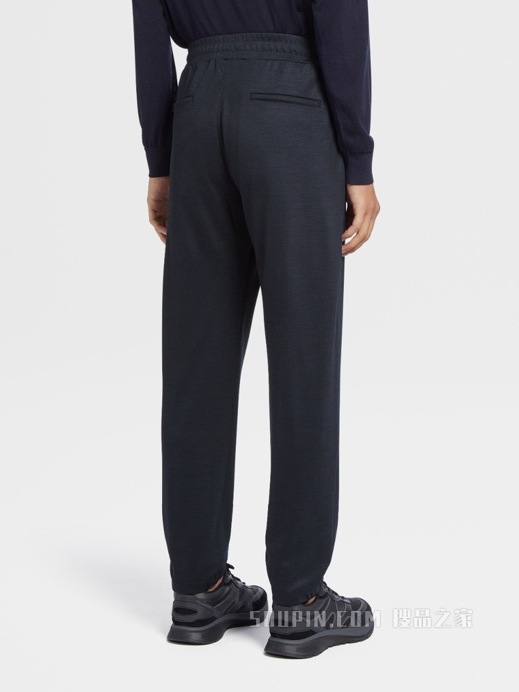 威尔士亲王格纹图案 Techmerino™ 羊毛叠褶运动裤