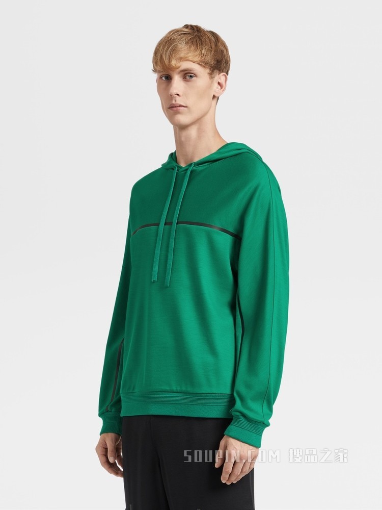 Techmerino™ 羊毛和服袖连帽运动衫