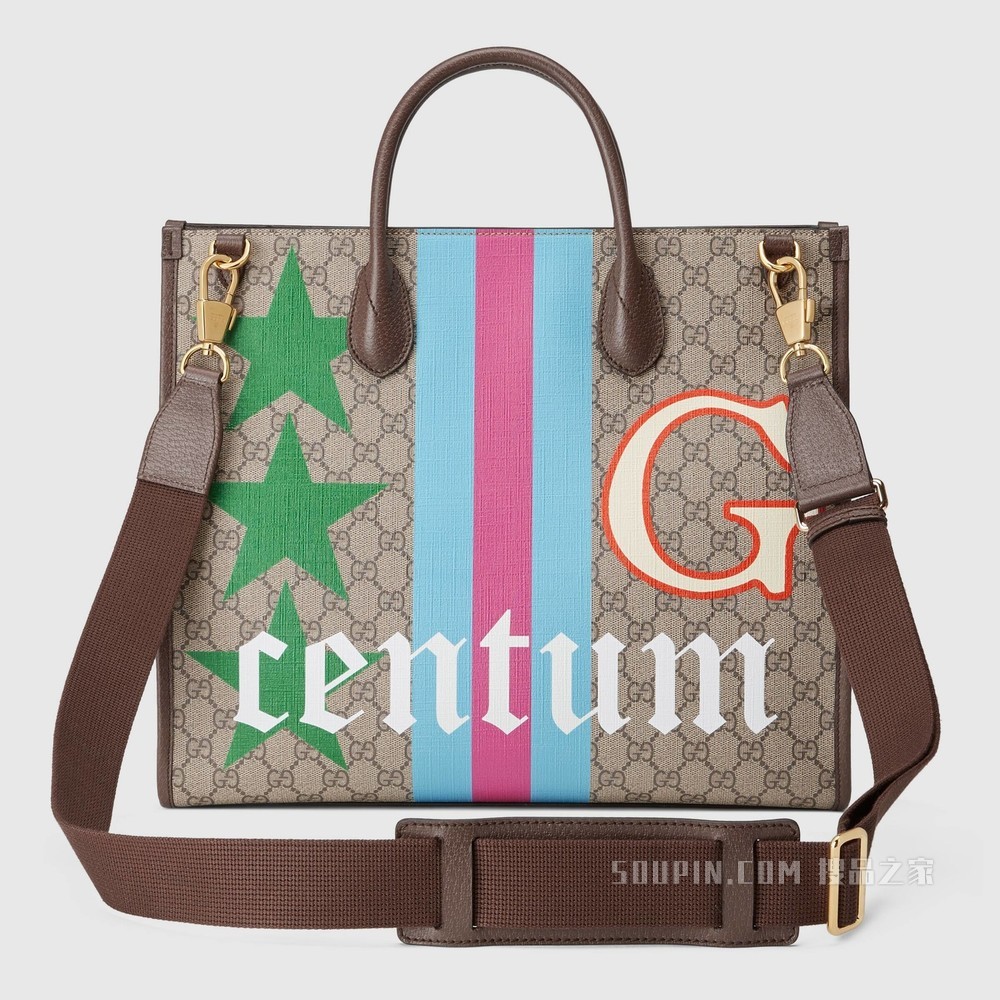 几何印花中号托特包 GG Supreme帆布