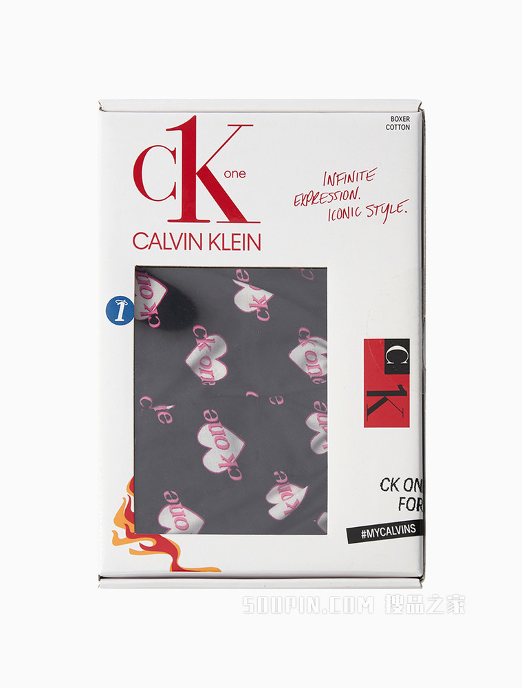 【情人节系列】【One有引力带】Calvin Klein 男士LOGO腰边宽松平角内裤NB2998