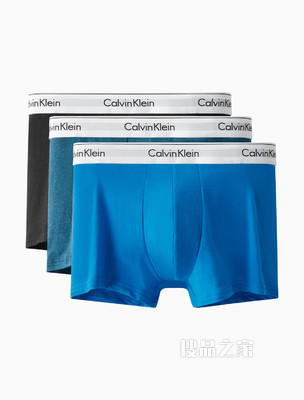 【摩登引力带】Calvin Klein 男士三条装LOGO腰边舒适棉弹内裤NB2380