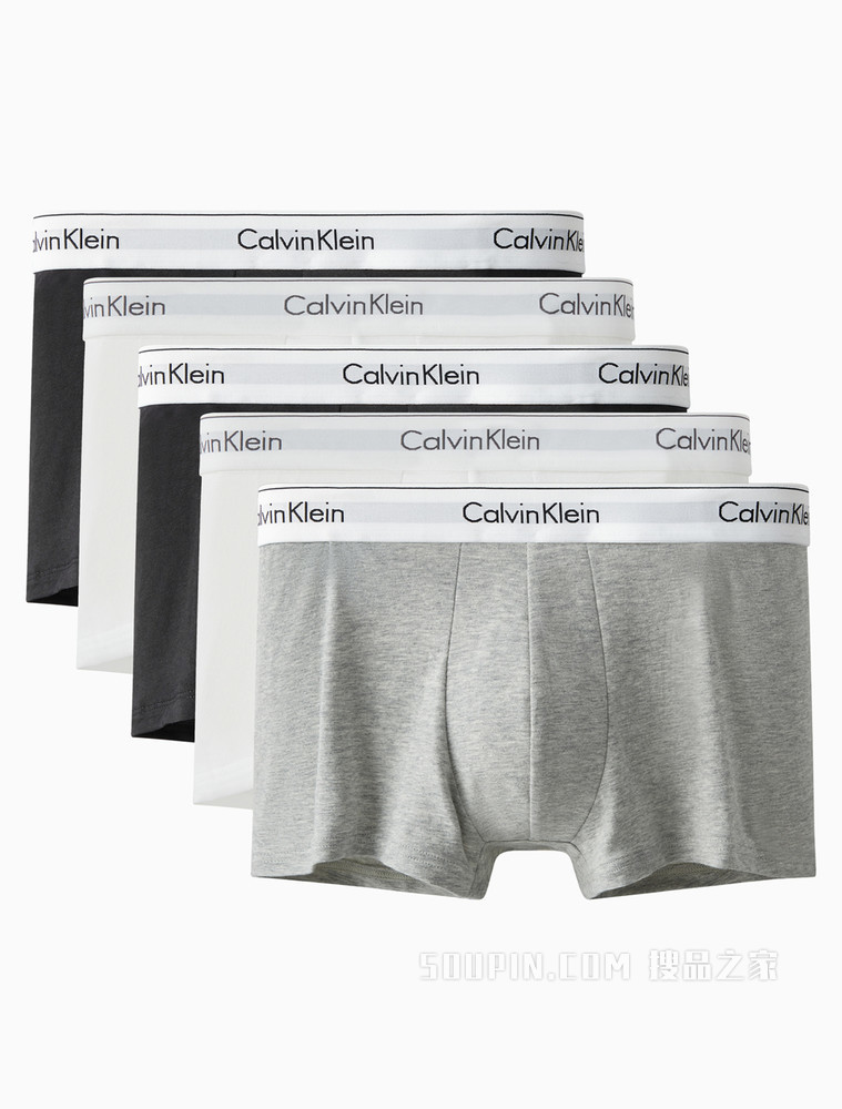 【摩登引力带】Calvin Klein 男士五条装LOGO腰边透气平角内裤 NB2626