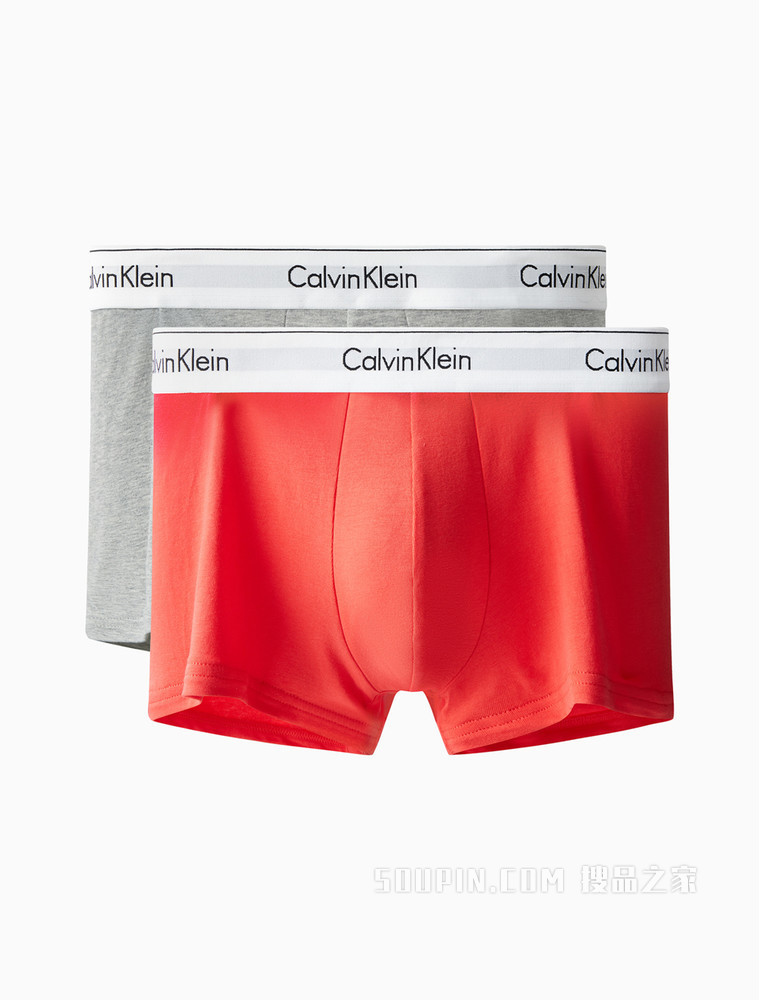 【摩登引力带】Calvin Klein 男士两条装LOGO腰边弹力贴身平角内裤NB1086