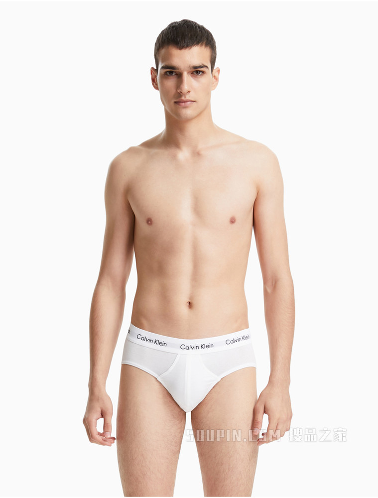 Calvin Klein 男士新年红多色三条装LOGO腰边舒适含棉三角内裤U2661