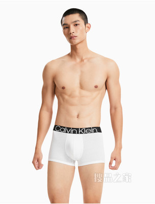 Calvin Klein 男士黑色橡筋醒目LOGO腰边棉质弹力贴身平角内裤NB2682