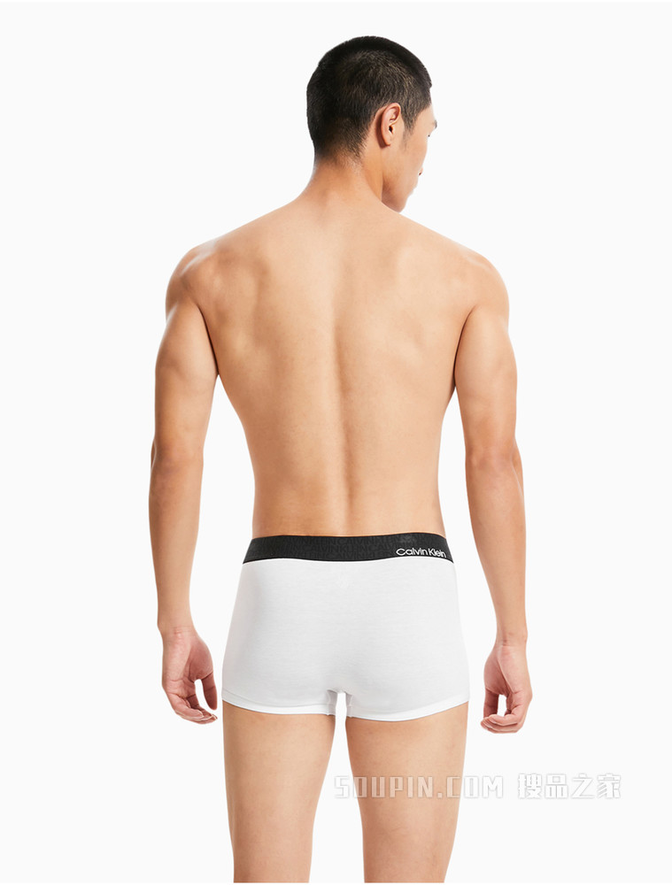 Calvin Klein 男士黑色橡筋醒目LOGO腰边棉质弹力贴身平角内裤NB2682