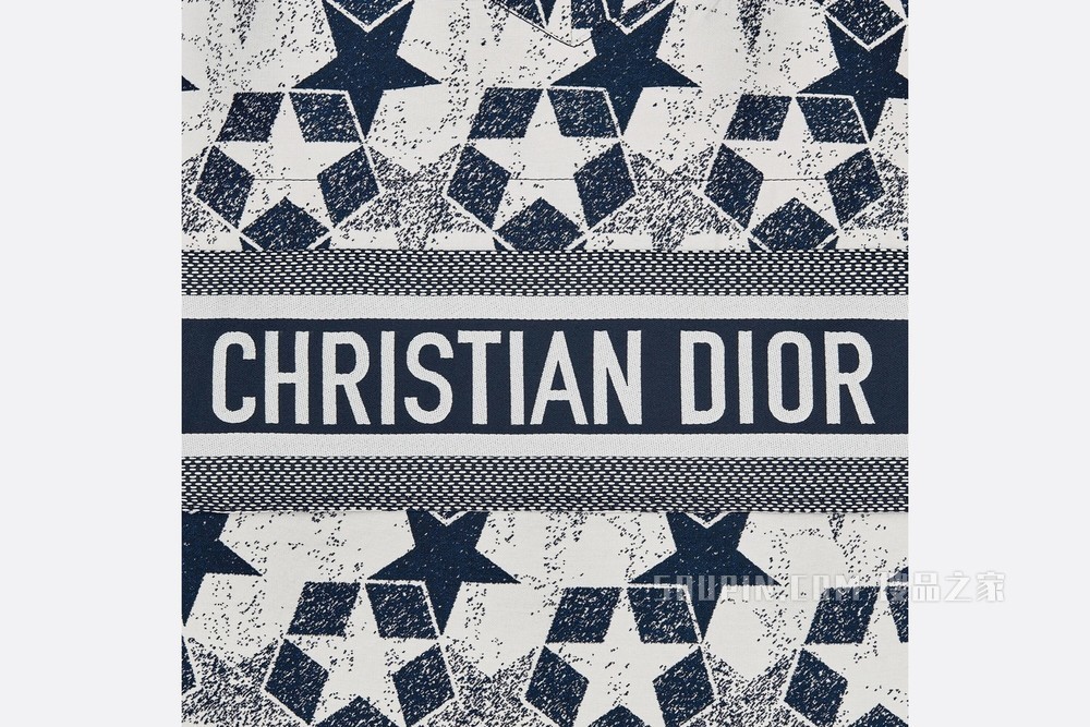 连帽厚夹克 海军蓝色塔夫绸科技提花面料 Dior Étoile 图案