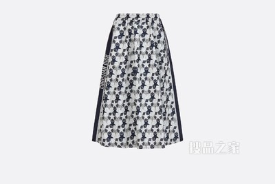 半裙 海军蓝色塔夫绸科技提花面料 Dior Étoile 图案