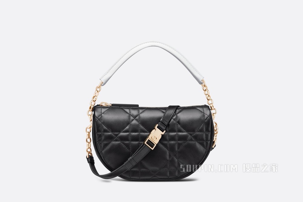 小号 Dior Vibe 单肩包 黑色羊皮革藤格纹