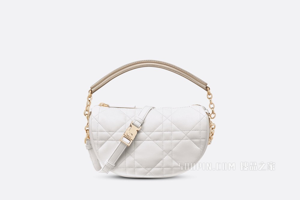 小号 Dior Vibe 单肩包 白色羊皮革藤格纹