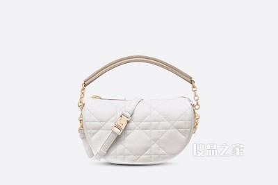小号 Dior Vibe 单肩包 白色羊皮革藤格纹