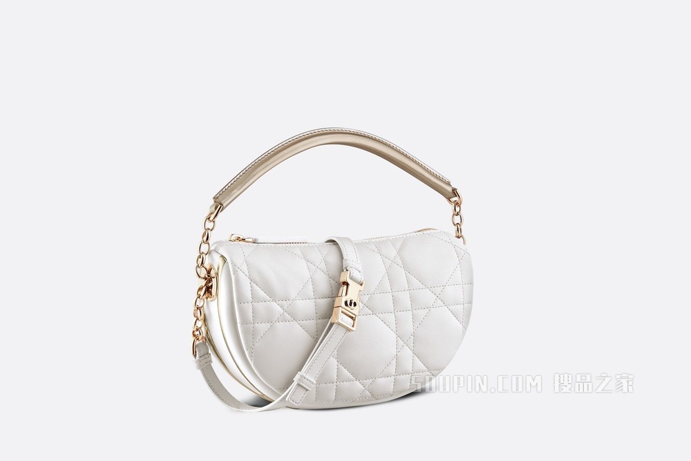 小号 Dior Vibe 单肩包 白色羊皮革藤格纹