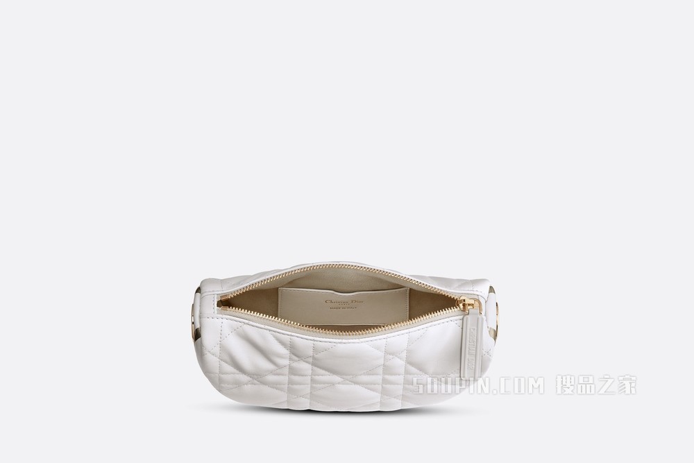 小号 Dior Vibe 单肩包 白色羊皮革藤格纹