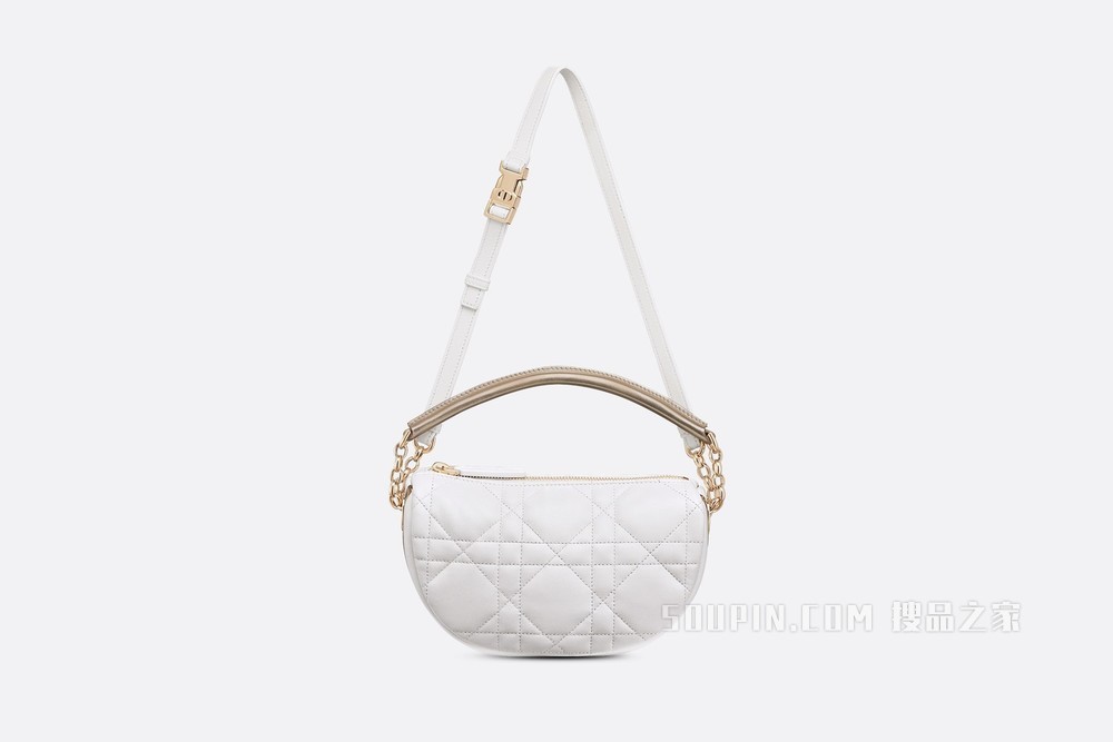 小号 Dior Vibe 单肩包 白色羊皮革藤格纹