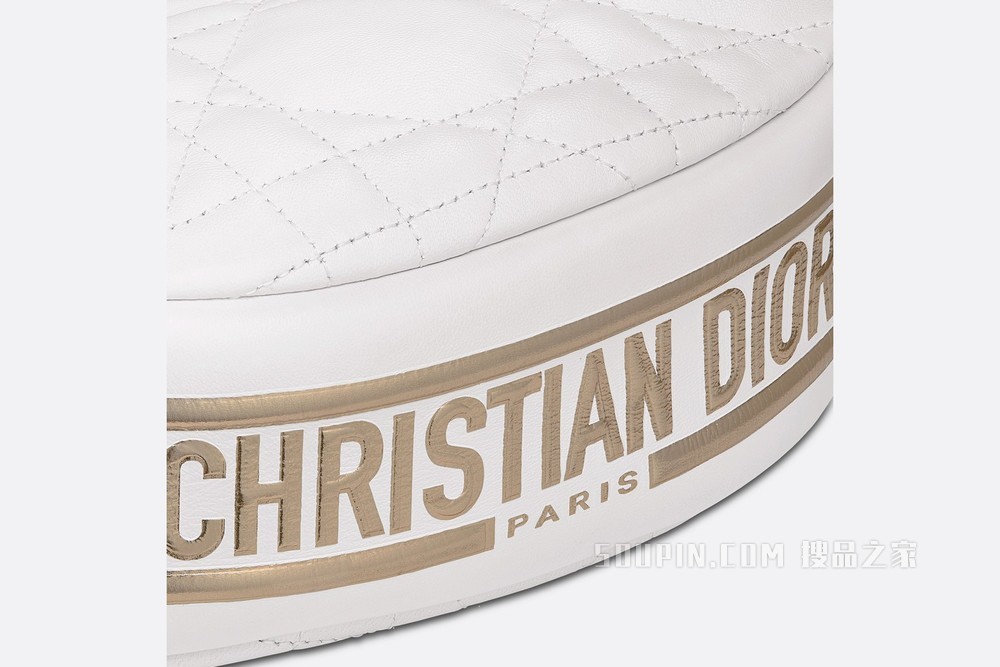 小号 Dior Vibe 单肩包 白色羊皮革藤格纹