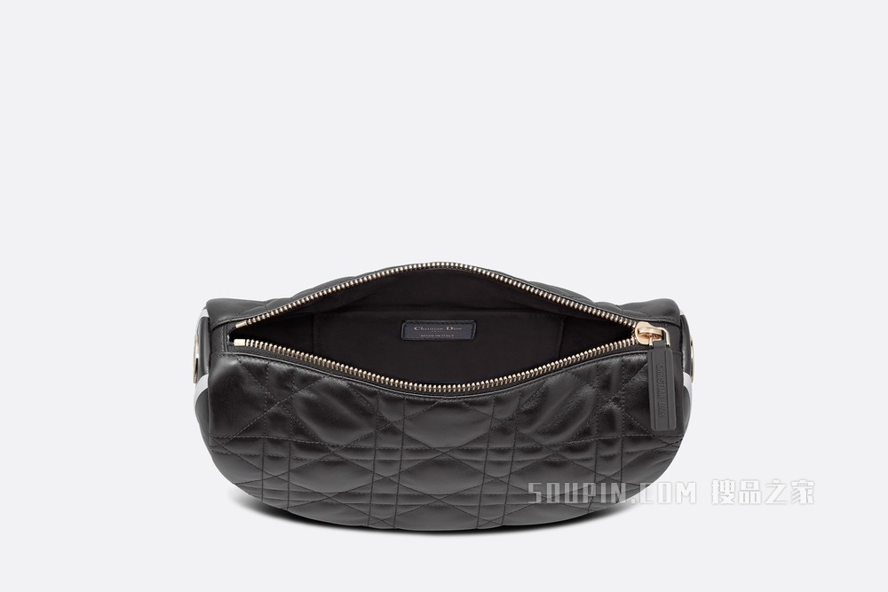 中号 Dior Vibe 单肩包 黑色羊皮革藤格纹